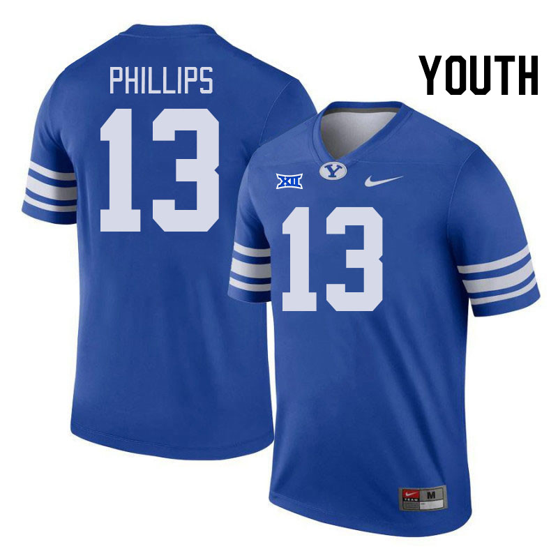 Youth #13 Jojo Phillips BYU Cougars College Football Jerseys Stitched Sale-Royal